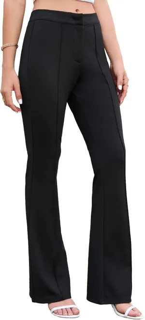 Famulily Women High Rise Tummy Control Flared Pants Zipper Up Stretch Pant for Dressy