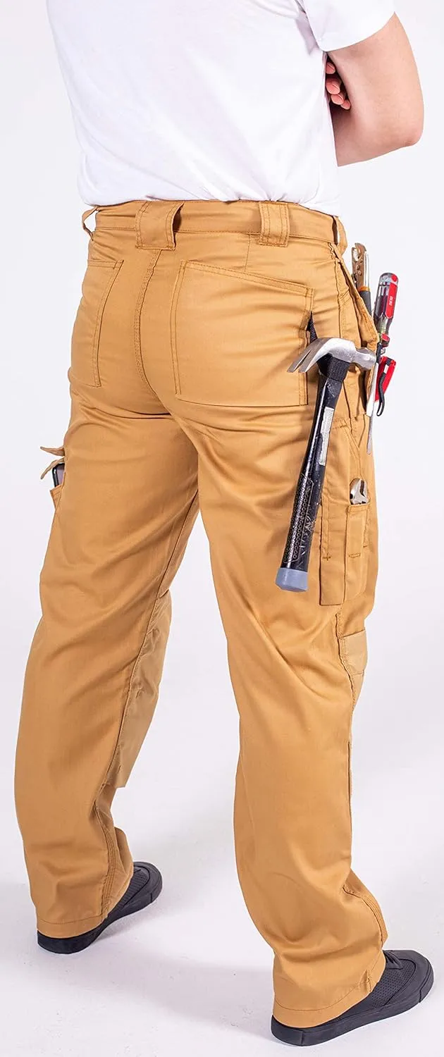 FASHIO FF Men's Work Casual Tactical Trouser with Holster Pockets Cordura Reinforced Pockets Heavy Duty Workwear Pants