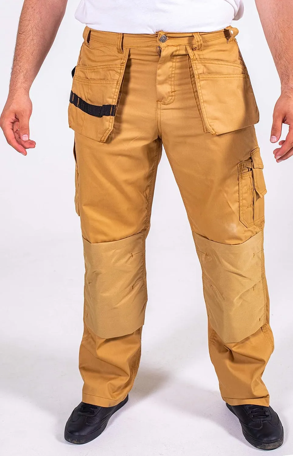 FASHIO FF Men's Work Casual Tactical Trouser with Holster Pockets Cordura Reinforced Pockets Heavy Duty Workwear Pants