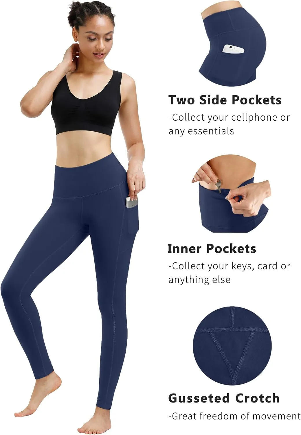 Fengbay 3 Pack High Waist Yoga Pants,Yoga Pants for Women Tummy Control Workout Pants 4 Way Stretch Leggings with Pockets