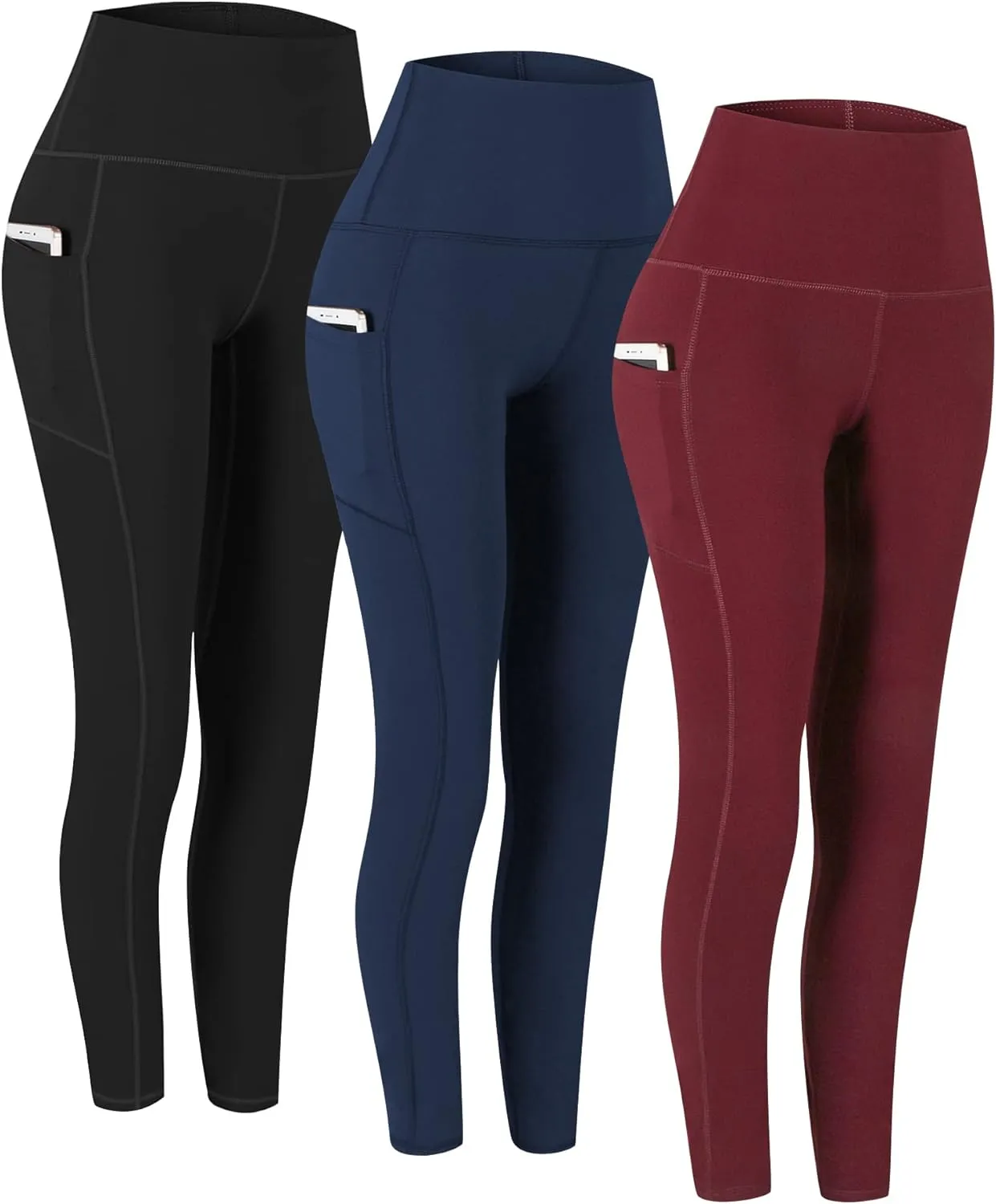 Fengbay 3 Pack High Waist Yoga Pants,Yoga Pants for Women Tummy Control Workout Pants 4 Way Stretch Leggings with Pockets