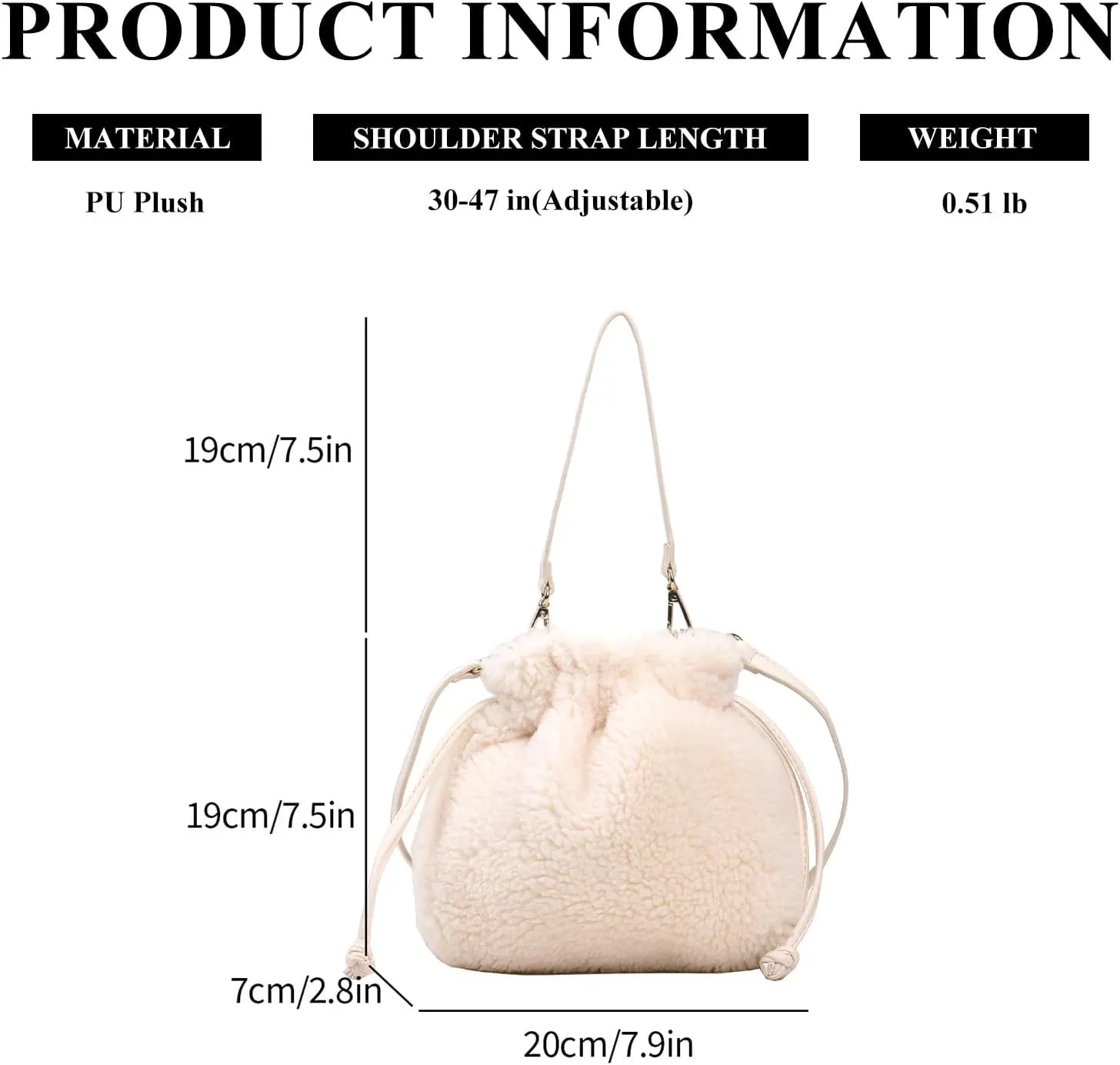 Fluffy Purse, Faux Fur Purses for Women Furry Crossbody Bucket Bags Fuzzy Shoulder Tote Bag