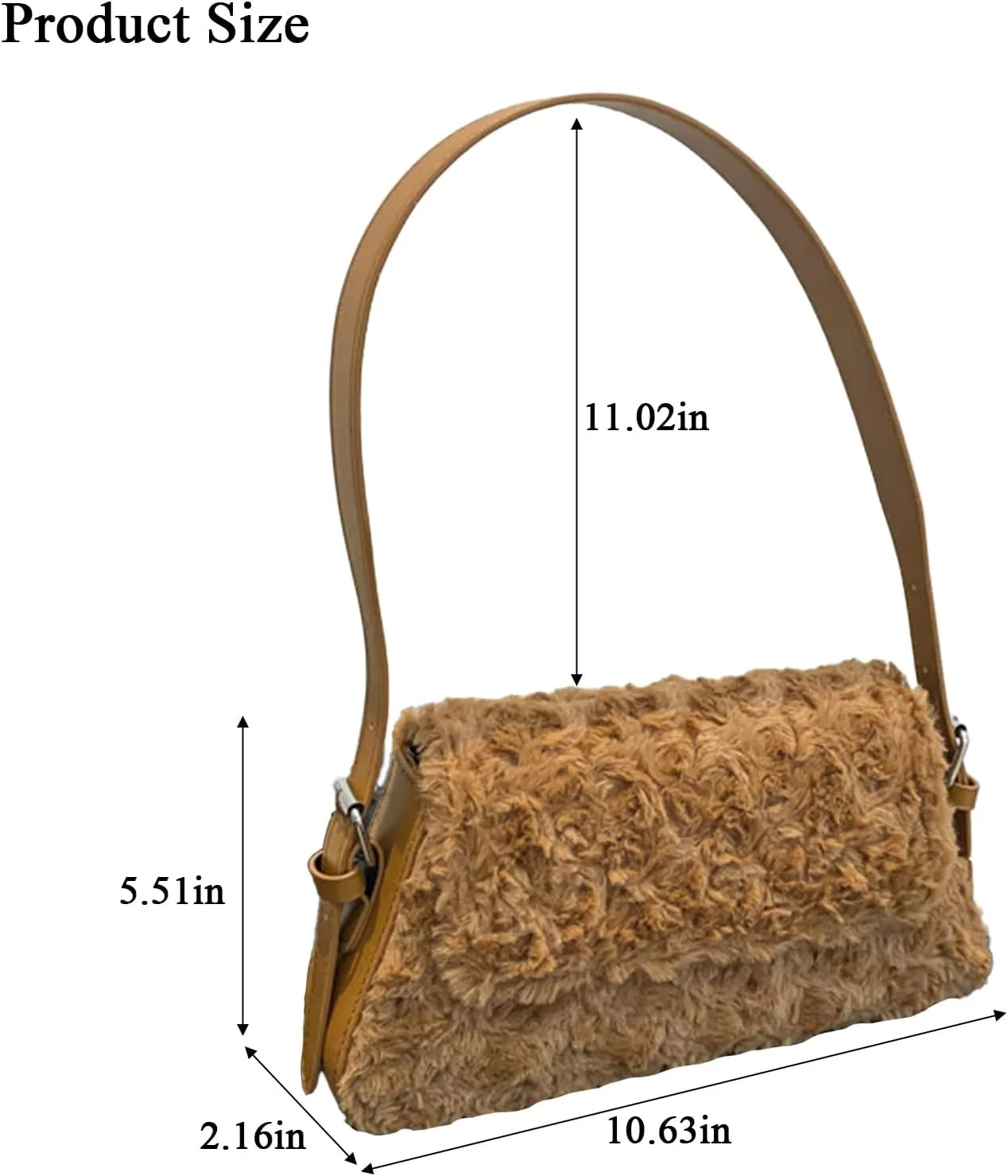 Fluffy Shoulder Bag, Fuzzy Tote Bag Faux Fur Flower Purse Shoulder Handbags for Women