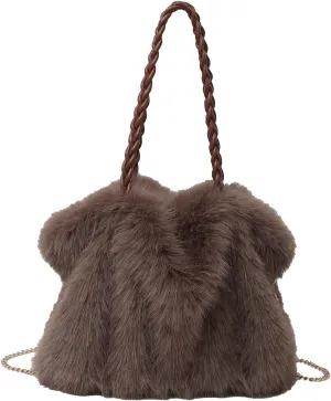Furry Purse Winter Fluffy Bags for Women Fuzzy Tote Bag Handbags Faux Fur Bag Fluffy Shoulder Crossbody Bag