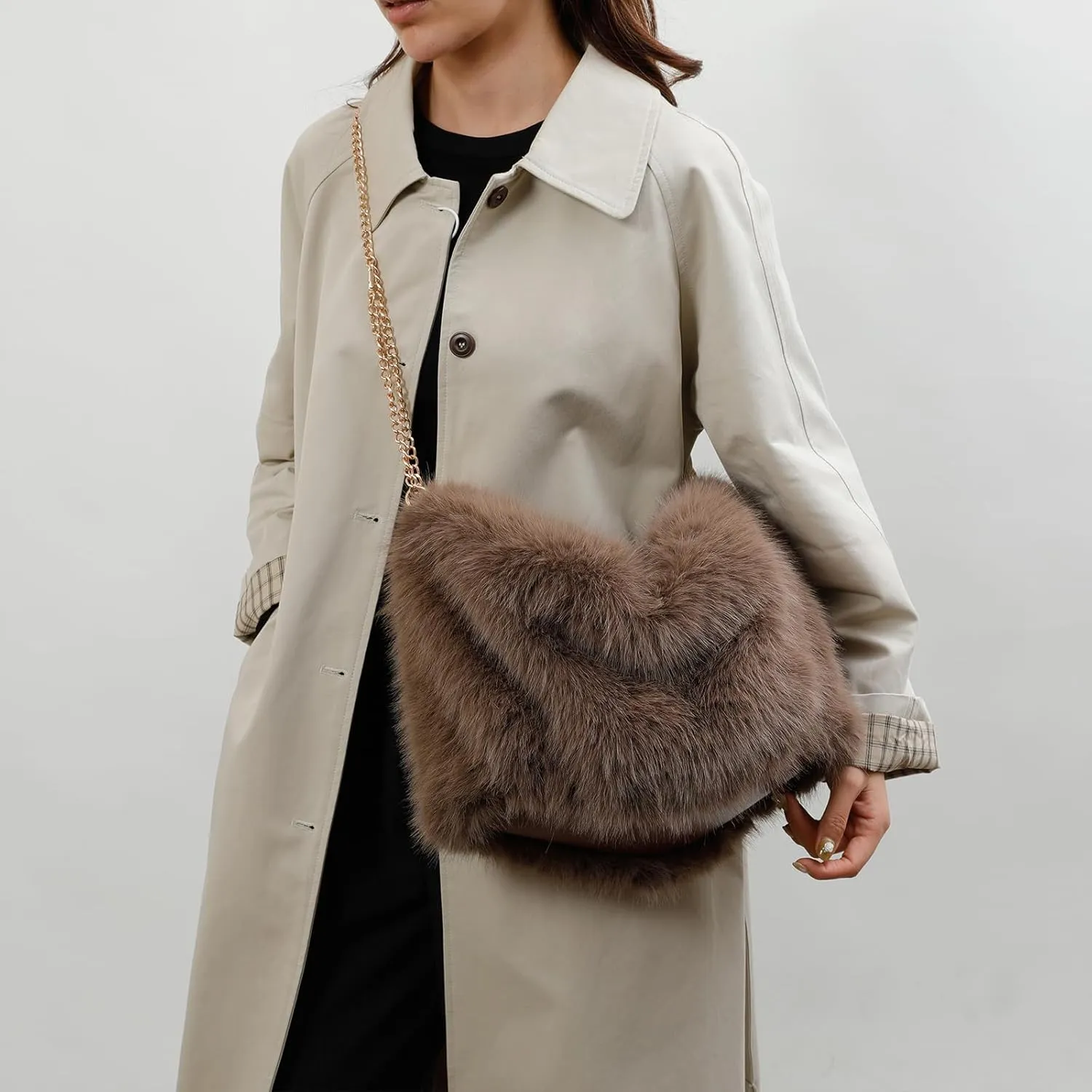 Furry Purse Winter Fluffy Bags for Women Fuzzy Tote Bag Handbags Faux Fur Bag Fluffy Shoulder Crossbody Bag