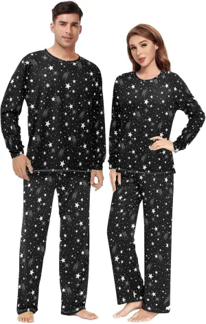 Fustylead Flower Floral Trendy Unisex Pajamas Set Various of Background Long Sleeve 2 PCS Relax Nightwear Pjs for Men & Women