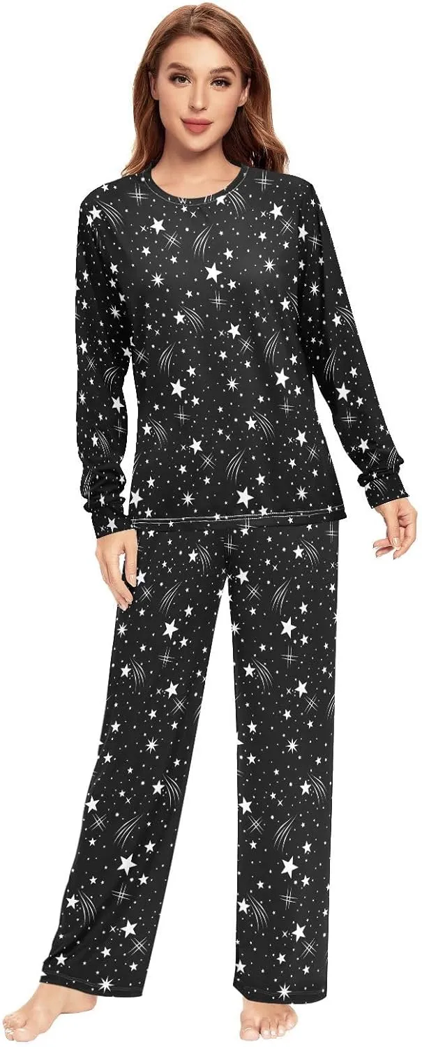Fustylead Flower Floral Trendy Unisex Pajamas Set Various of Background Long Sleeve 2 PCS Relax Nightwear Pjs for Men & Women