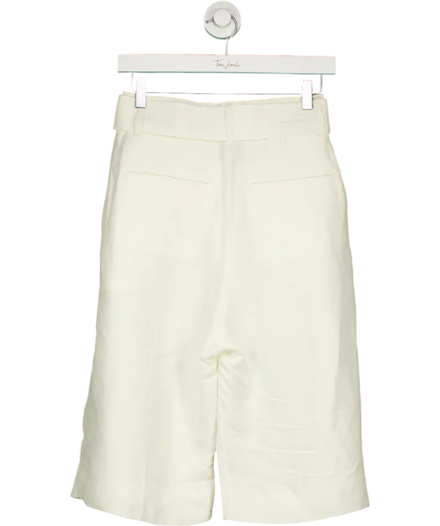 H&M Cream Linen Blend Belted Short UK 8