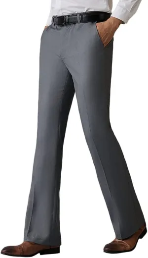HAORUN Men Bell Bottom Flared Pants Slim Fit Retro 60s 70s Formal Dress Bootcut Trousers