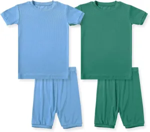 HAPIU Summer Rayon from Bamboo Toddler Pajamas Short Sleeve Set, Pjs Girls Boys Baby Kids