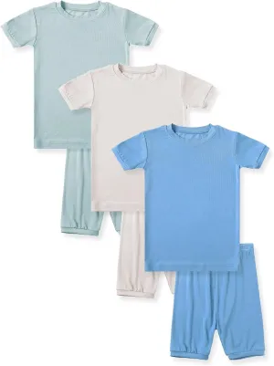 HAPIU Summer Rayon from Bamboo Toddler Pajamas Short Sleeve Set, Pjs Girls Boys Baby Kids