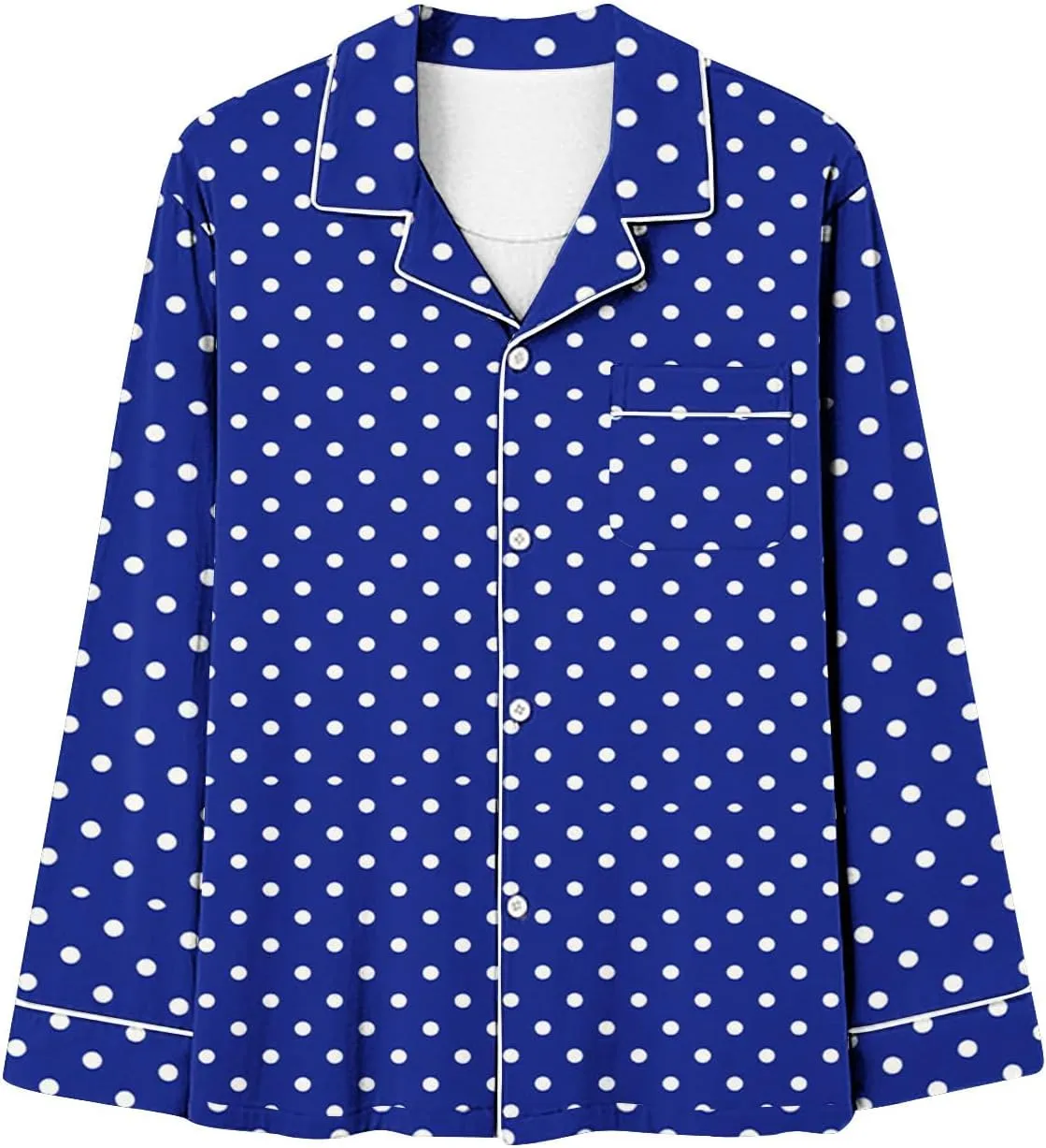 HGps8w Long Sleeve Pajamas Sets for Women Polka Dots Casual Button Down Sleepwear Tops with Long Pants Loungewear
