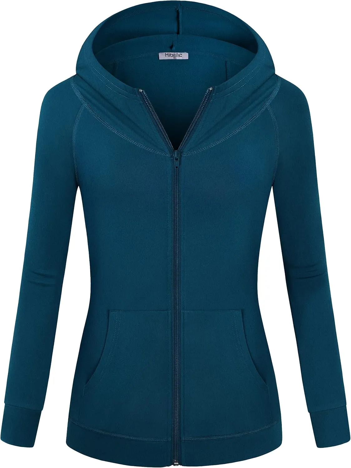 Hibelle Women's Full-Zip Fleece Lined Hoodie Sports Sweatshirts with Handy Pockets & Inside Pocket