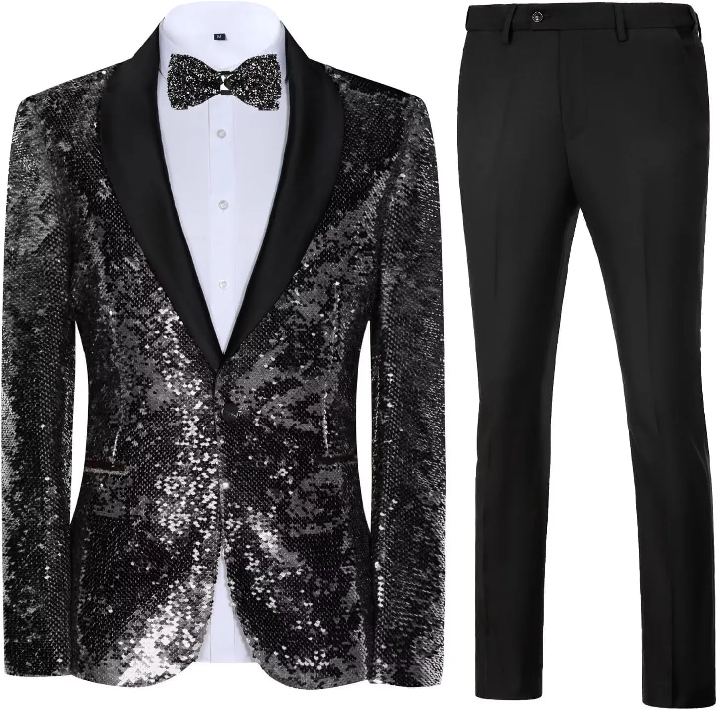 High-End Suits Men Sequins Tuxedo Sparkly Shawl Lapel Glitter 2 Pieces Blazer Pants Suit Party Dinner Prom Festival