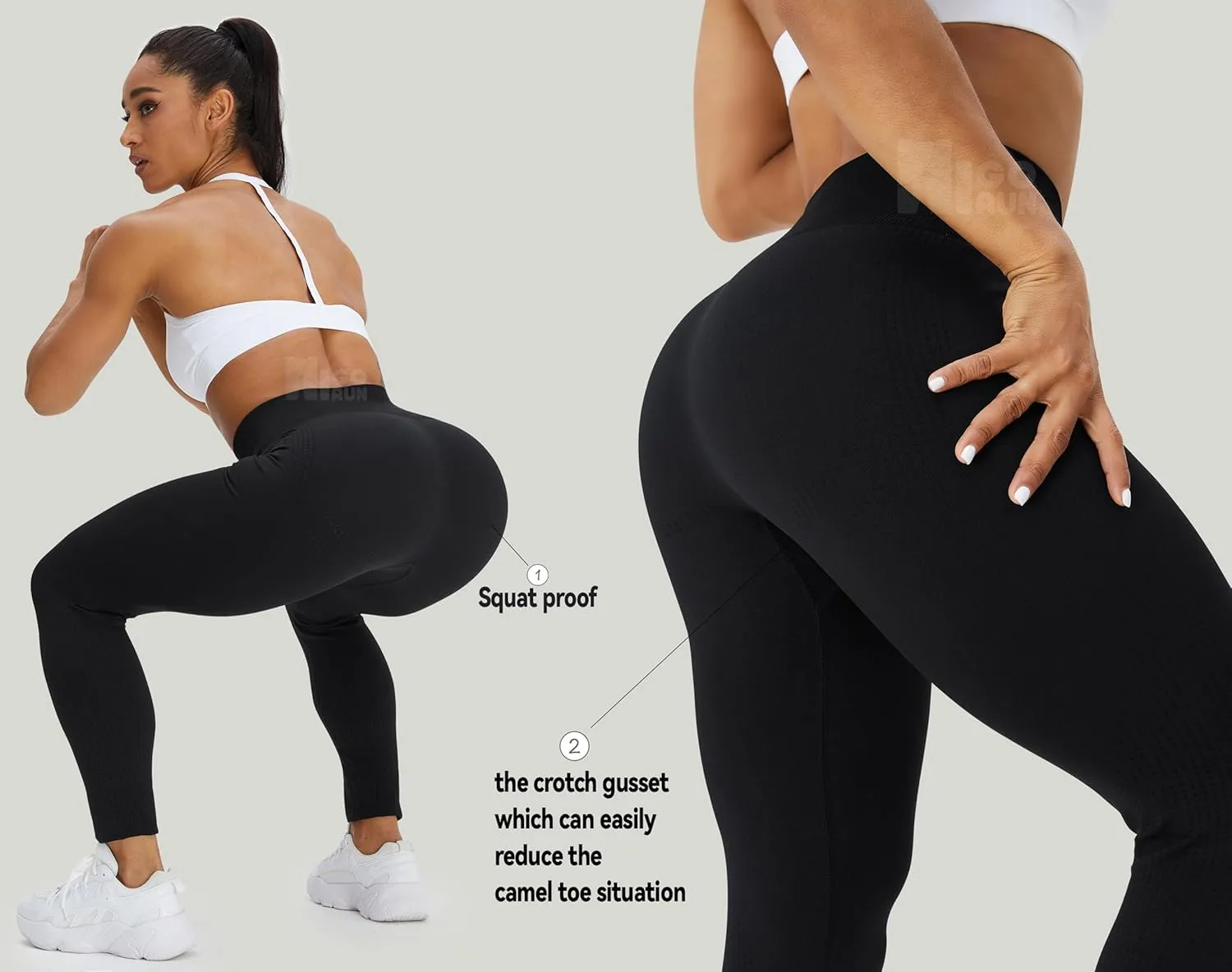 HIGORUN Women Seamless Leggings Smile Contour High Waist Workout Gym Yoga Pants