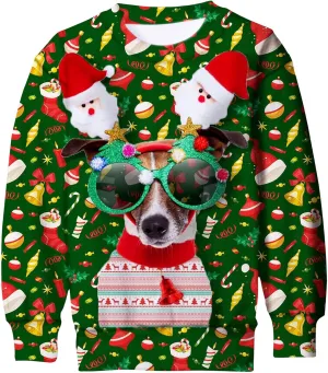 Idgreatim Boys Girls Ugly Christmas Sweater Funny 3D Long Sleeve Xmas Sweatshirt with Fleece Size 4-16