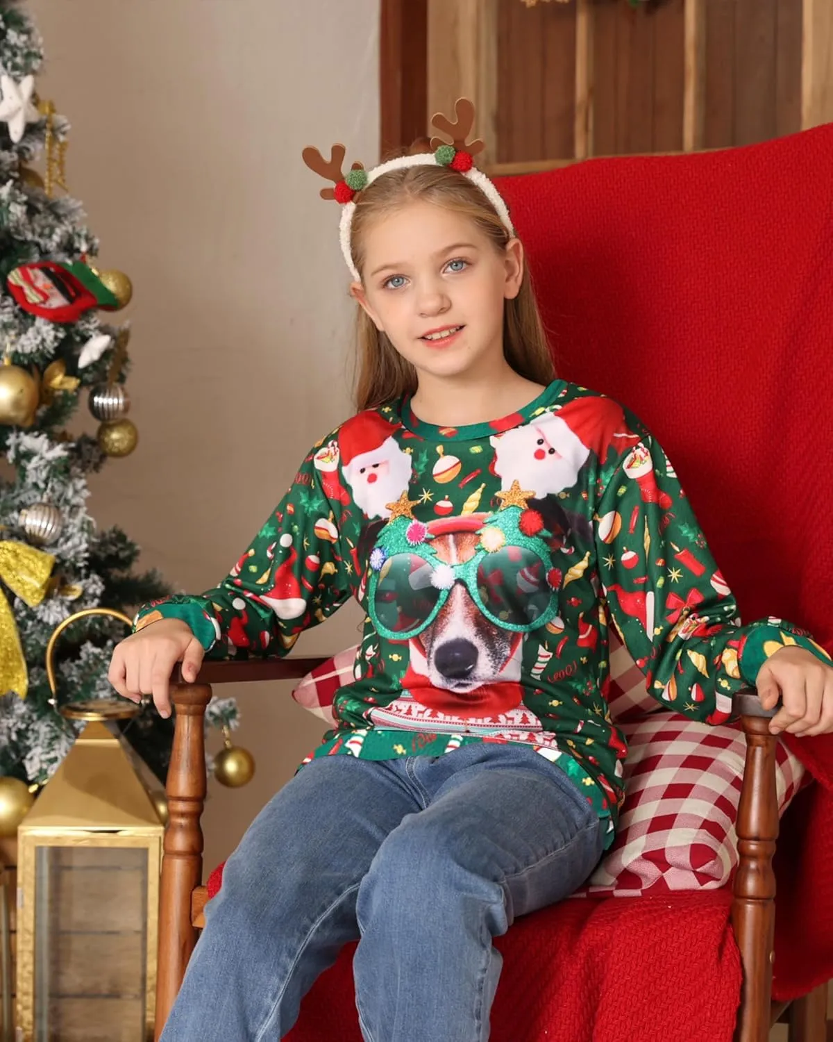 Idgreatim Boys Girls Ugly Christmas Sweater Funny 3D Long Sleeve Xmas Sweatshirt with Fleece Size 4-16