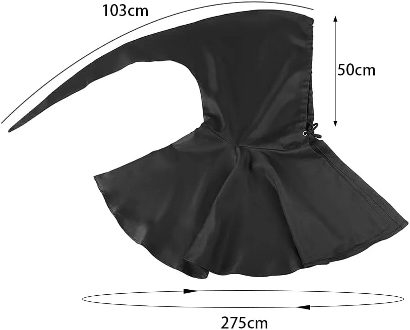 ITODA Medieval Cowl Hooded Cloak with Cross Halloween Costume Long Tail Wicca Pagan Hood Poncho Hat