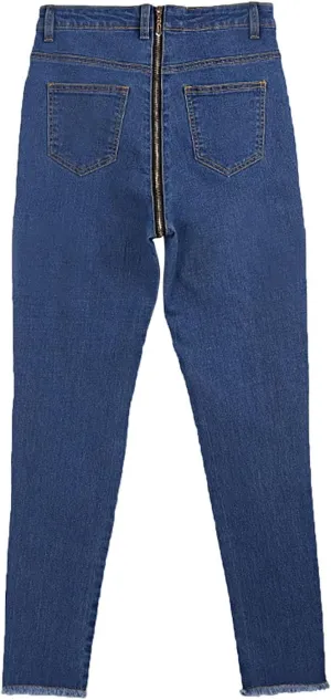 Jeans for Women Back Zip Jeans Women Skinny Stretch Denim Pencil Pants High Waist Trouser Pants for Women