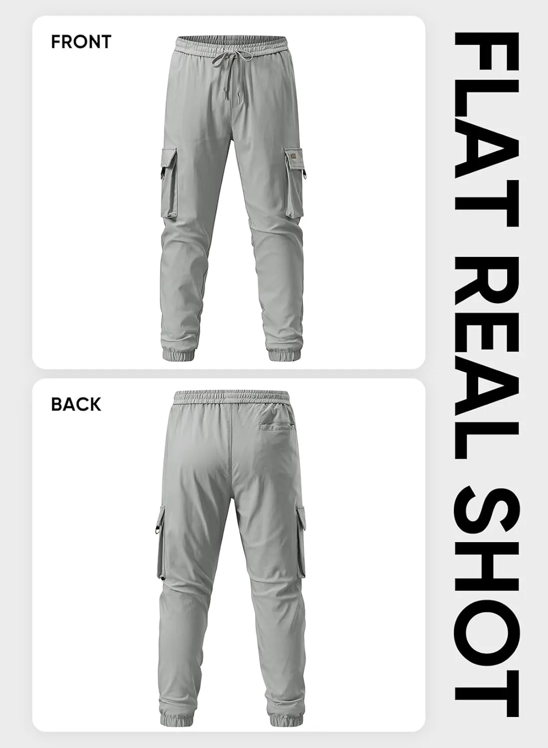 JMIERR Mens Cargo Pants Casual Lightweight Elastic Waist Drawstring Tapered Pant with Pockets