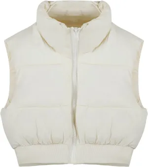 Kissonic Women's Padded Down Vest Puffer Stand Collar Zip Up Crop Sleeveless Jacket
