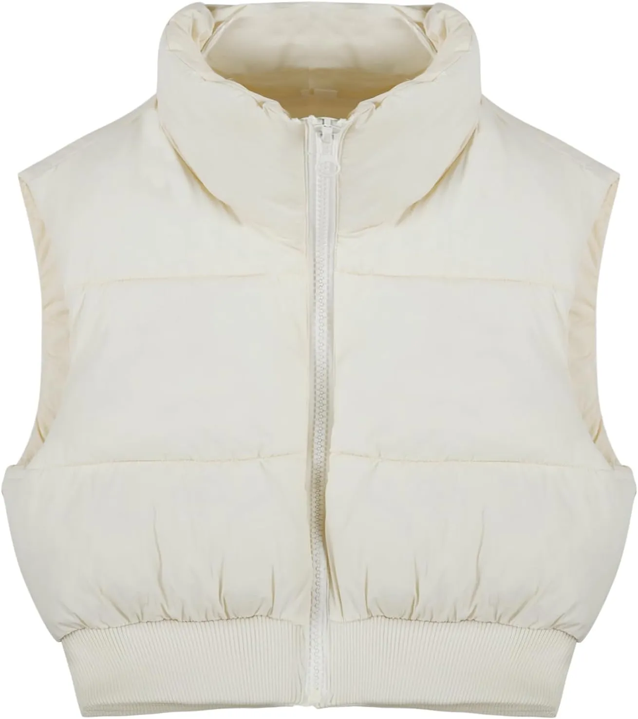Kissonic Women's Padded Down Vest Puffer Stand Collar Zip Up Crop Sleeveless Jacket