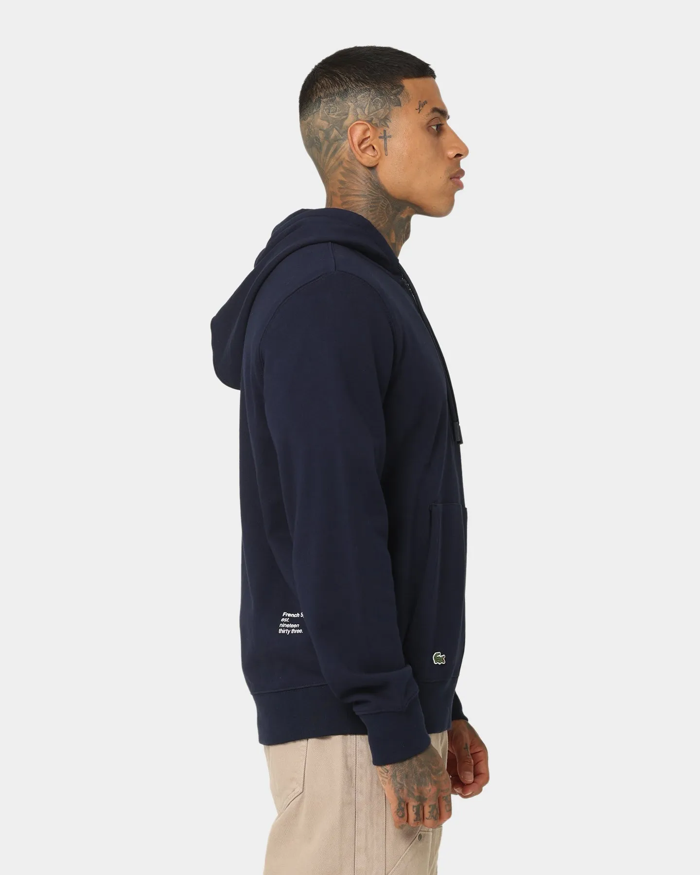 Lacoste Soft Branding Zip-front Sweater Navy
