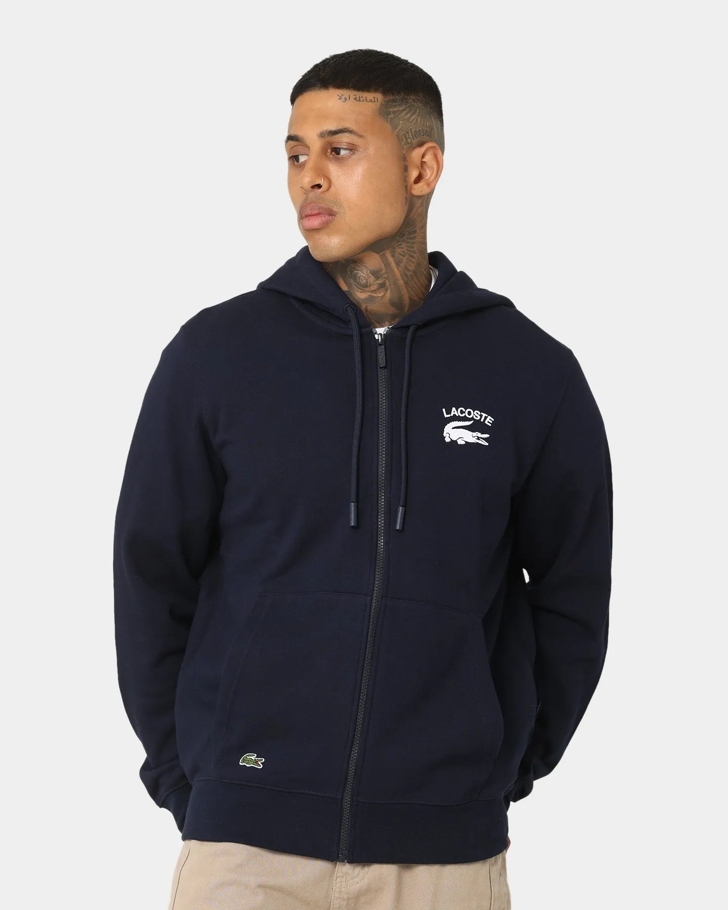 Lacoste Soft Branding Zip-front Sweater Navy