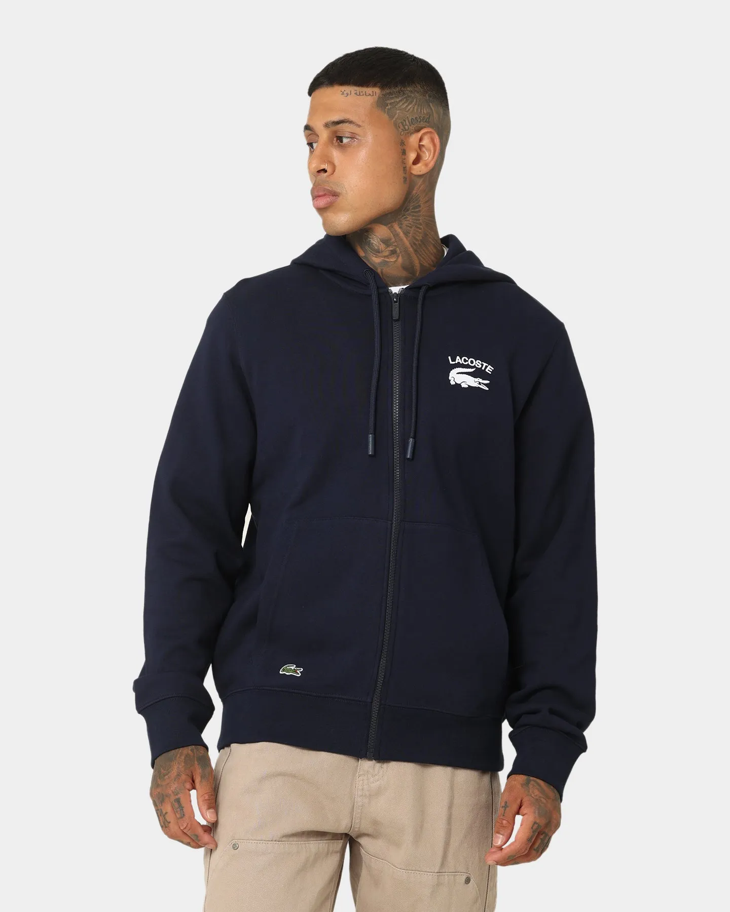Lacoste Soft Branding Zip-front Sweater Navy