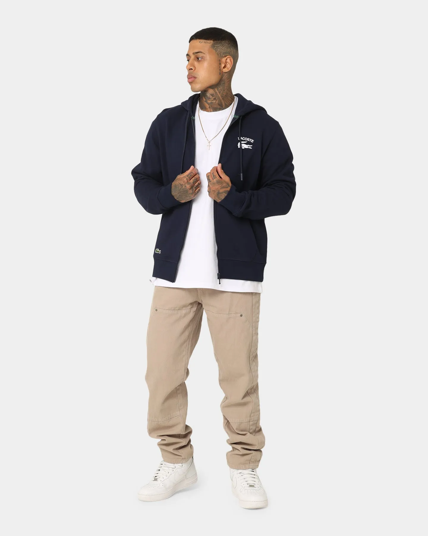 Lacoste Soft Branding Zip-front Sweater Navy