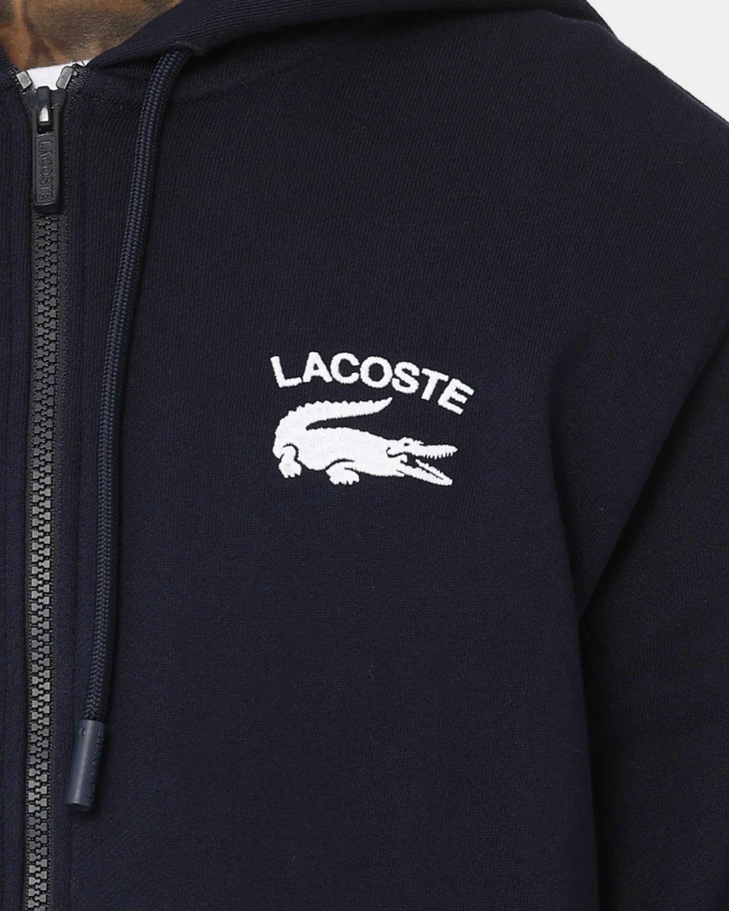 Lacoste Soft Branding Zip-front Sweater Navy