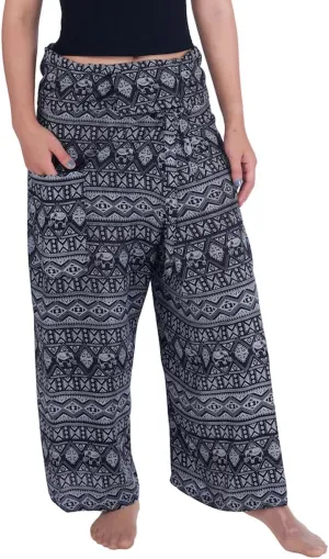Lannaclothesdesign Women's Thai Fisherman Pants Yoga Trousers Wide Legs Pants