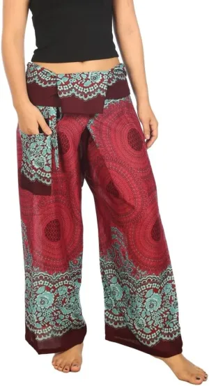 Lannaclothesdesign Women's Thai Fisherman Pants Yoga Trousers Wide Legs Pants
