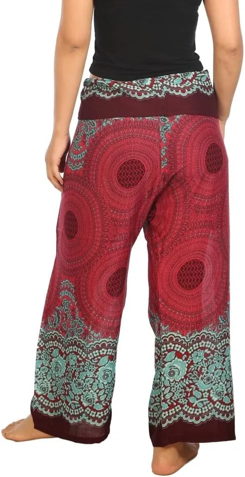 Lannaclothesdesign Women's Thai Fisherman Pants Yoga Trousers Wide Legs Pants