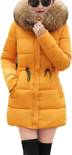 Large Fur Winter Jacket Women Padded Parka Coat Slim Long Winter Coat Down Cotton Down Jacket