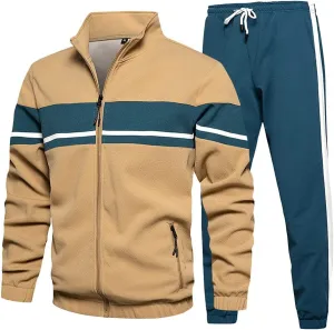 LBL Leading the Better Life Men's Sweat Suit 2 Piece Outfit Casual Contrast Sports Jogging Tracksuits Set