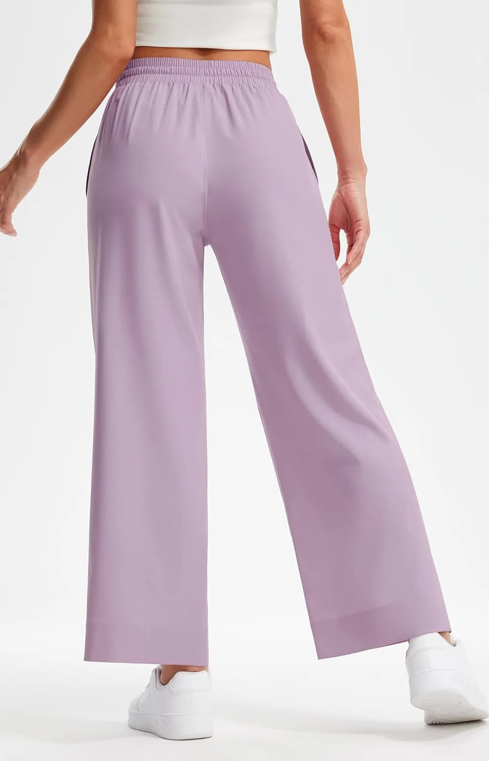 Libin Women's Lightweight Wide Leg Pants 27"/29" High Waisted Casual Work Pants Lounge Flowy Trousers with Pockets