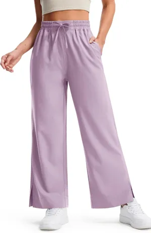 Libin Women's Lightweight Wide Leg Pants 27"/29" High Waisted Casual Work Pants Lounge Flowy Trousers with Pockets
