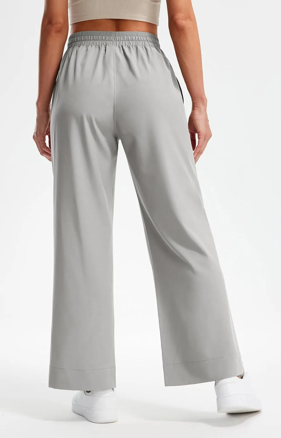 Libin Women's Lightweight Wide Leg Pants 27"/29" High Waisted Casual Work Pants Lounge Flowy Trousers with Pockets