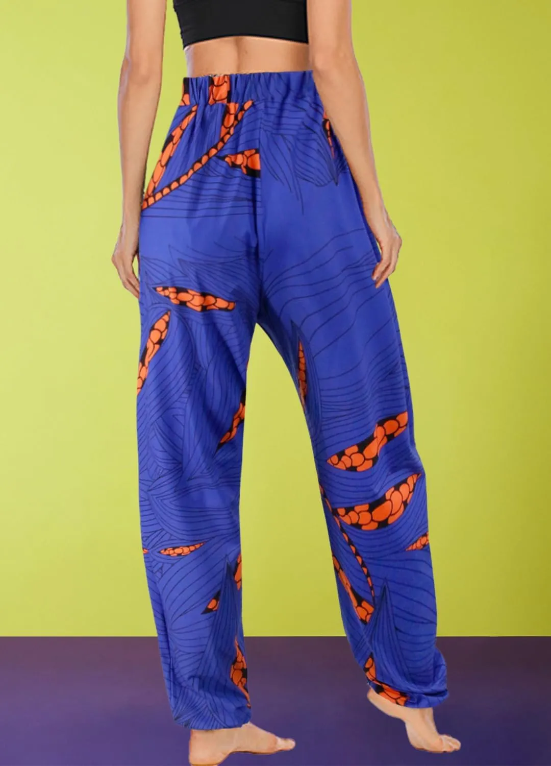 Liliam Women's Boho Floral Print Harem Pants High Waist Hippie Pants Trousers with Pockets