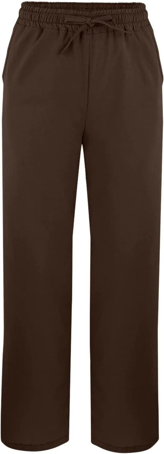 Linen Pants Women Drawstring Elastic High Waisted Bottom Side Split Lounge Pants with Pockets Summer Casual Beach Pants