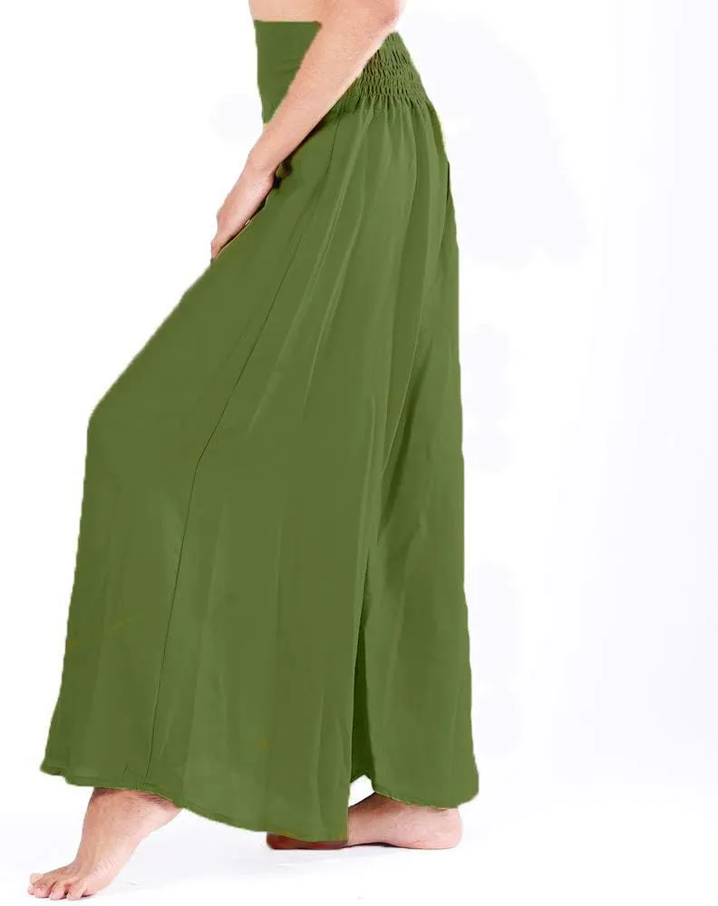 LOFBAZ Women's Wide Leg Palazzo Pants Yoga Lounge Hippie Harem Flowy Trousers