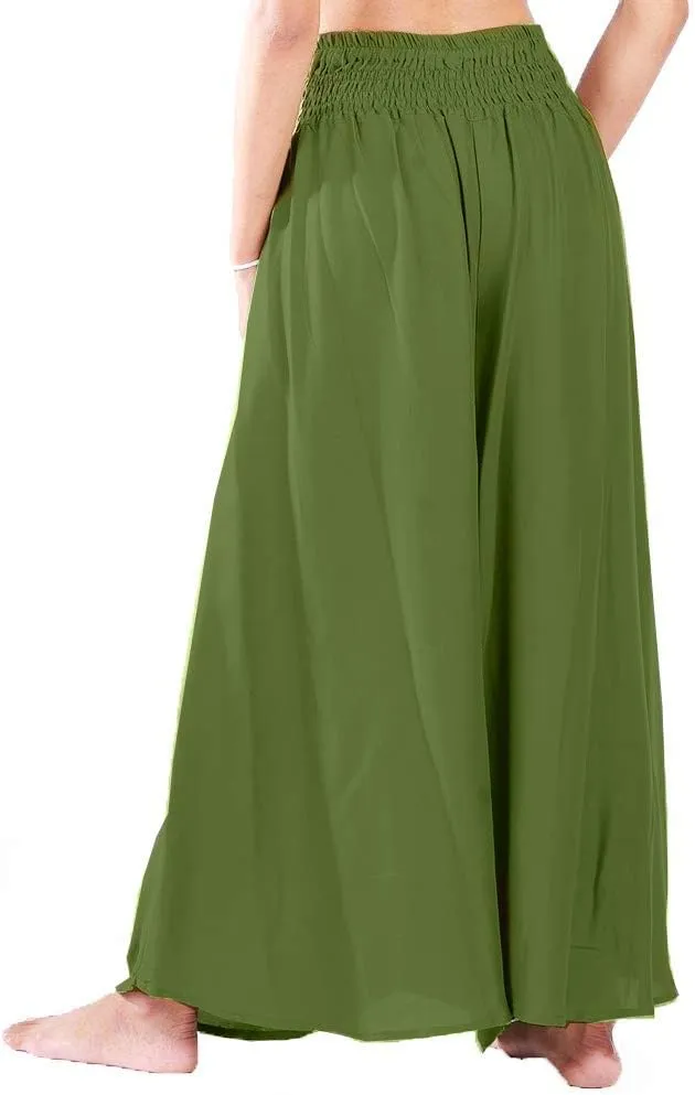 LOFBAZ Women's Wide Leg Palazzo Pants Yoga Lounge Hippie Harem Flowy Trousers