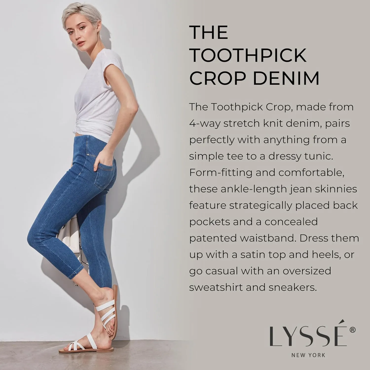 Lyss Women's Denim Toothpick Crop Legging