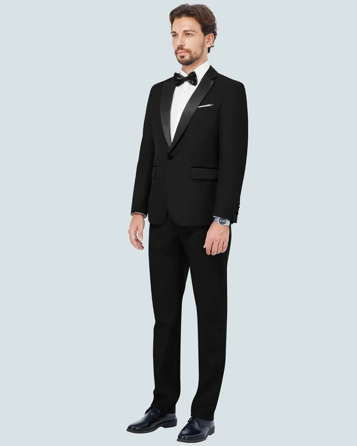 MAGE MALE Men's 2 Piece Suit One Button Slim Fit Formal Wedding Prom Tuxedo Suits Blazer Pants with Bow Tie Set