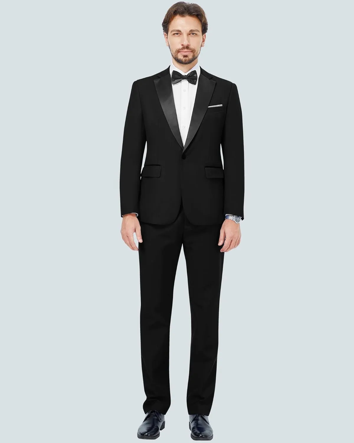MAGE MALE Men's 2 Piece Suit One Button Slim Fit Formal Wedding Prom Tuxedo Suits Blazer Pants with Bow Tie Set