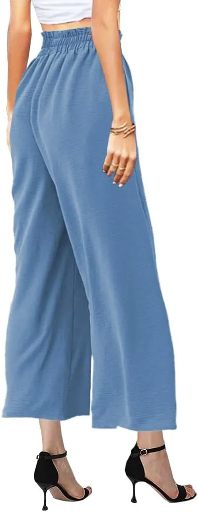 MAYFASEY Women's High Waist Wide Leg Long Palazzo Pants Casual Lounge Pants Flowy Trousers with Pockets