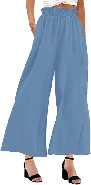 MAYFASEY Women's High Waist Wide Leg Long Palazzo Pants Casual Lounge Pants Flowy Trousers with Pockets