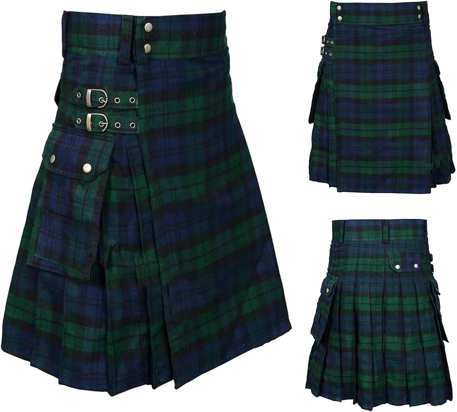 Men Tartan Scottish Style Kilts Color Pocket Pleated Skirt Scottish Traditional Kilt Red Kilts for Men Mens Irish