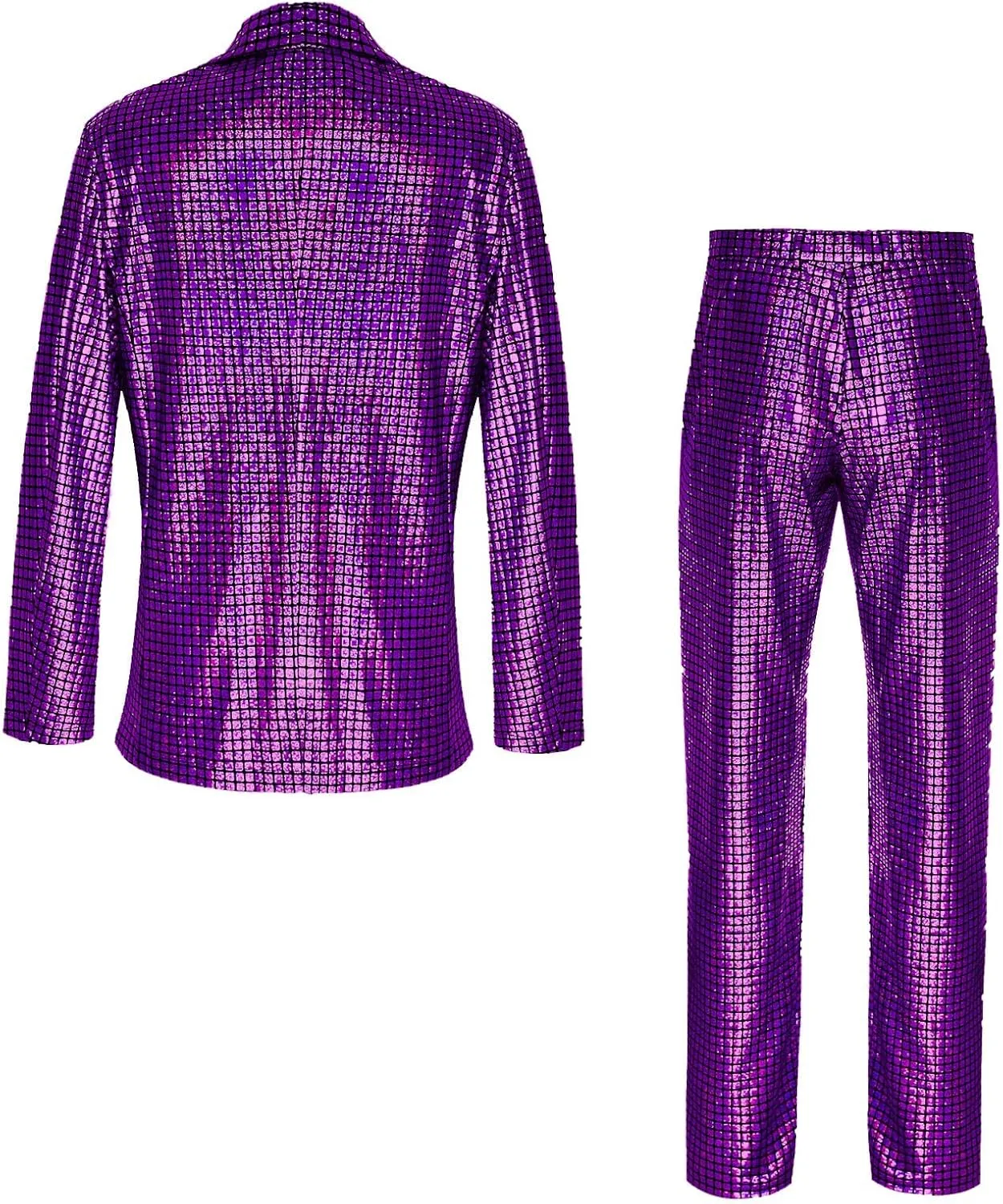 Men's 70s Disco Outfit Rainbow Suit Sequin Jacket and Pants Halloween Party Costume